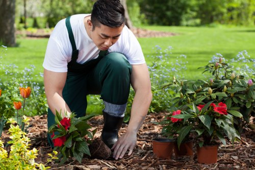 Reviewing landscaping work against the agreed plan