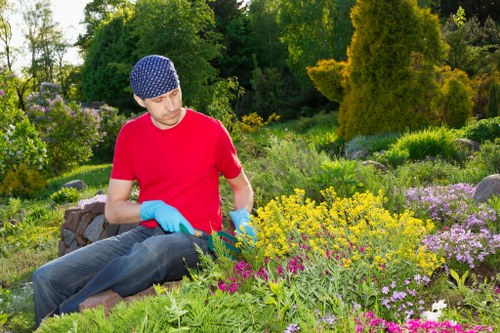 Hard landscaping and paving installation in an Enfield garden